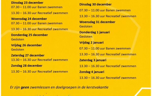 Openingstijden kerstvakantie